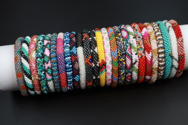 200 Nepal Rolls Glass Beaded bracelet crochet handmade bead bangle Wholesale